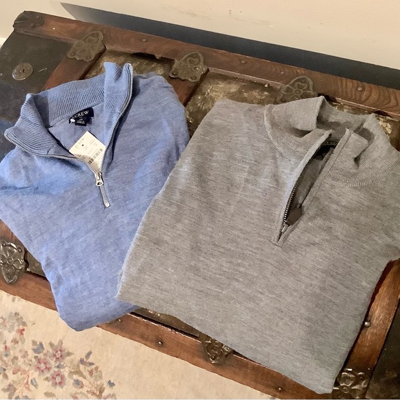 Bloomingdale's Other - Pair Of Merino Wool Quarter Zip Sweaters Bloomingdale’s & J Crew Sz Med New